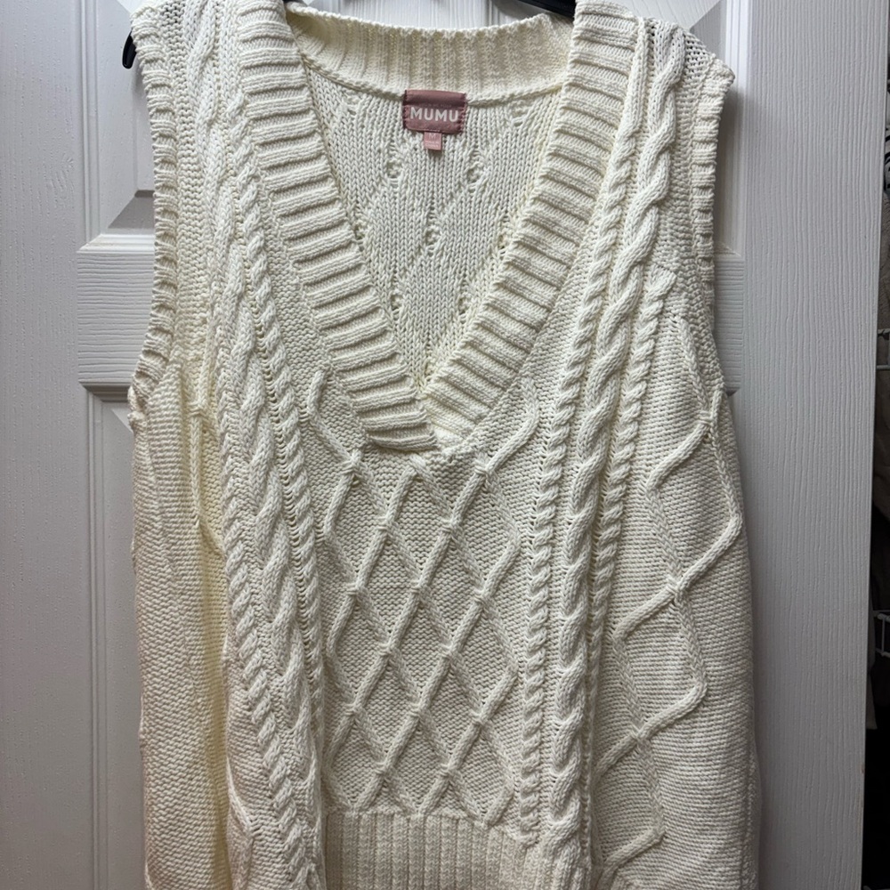 Show Me Your MuMu Cream Cable Knit Tank Top